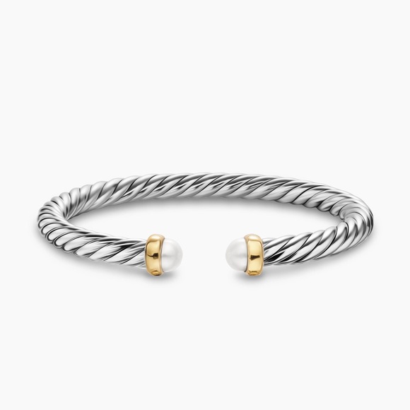 David Yurman Silver Bracelet with Gold and Pearl Accents - Picture 4 of 7